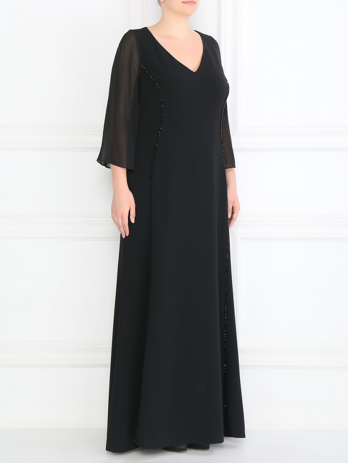 Платье-макси свободного кроя Marina Rinaldi  –  Модель Общий вид  – Цвет:  Черный