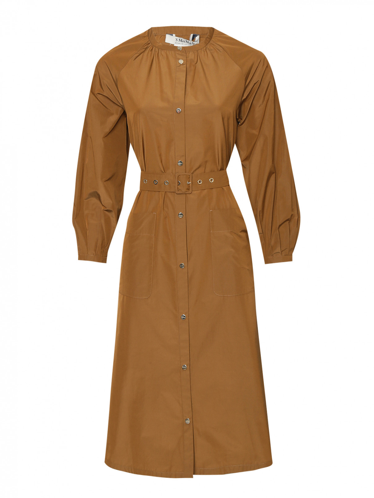 Платье свободного кроя с накладными карманами Max Mara  –  Общий вид  – Цвет:  Коричневый