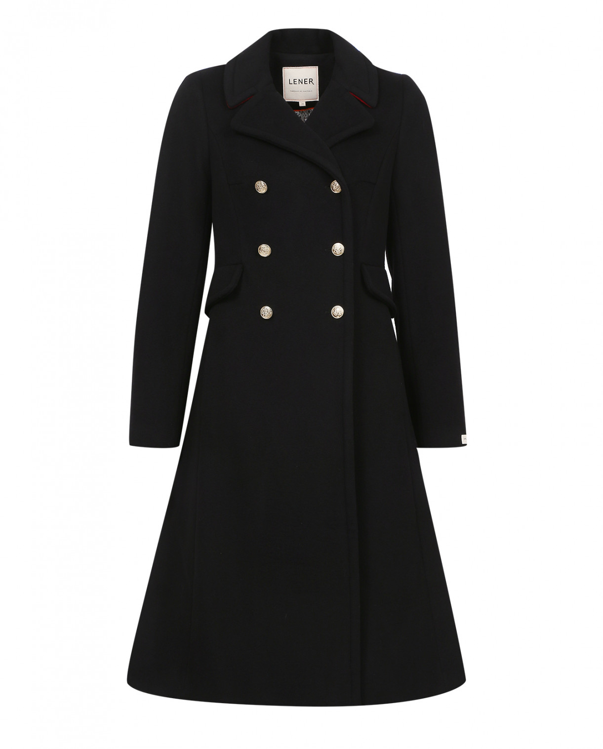 Двубортное пальто из шерсти и кашемира LENER  –  Общий вид  – Цвет:  Черный