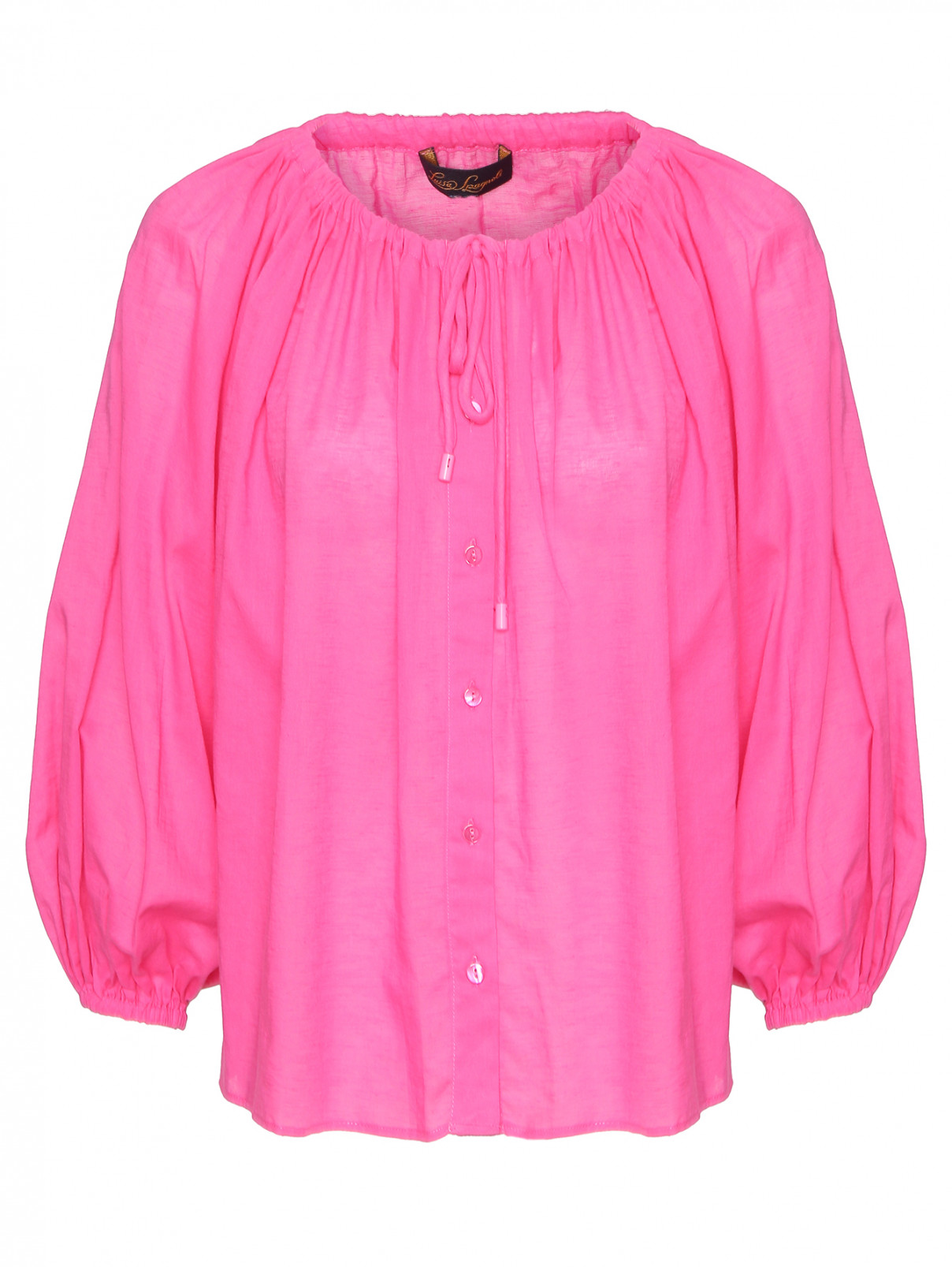 Блуза из хлопка и льна универсального размера Luisa Spagnoli  –  Общий вид  – Цвет:  Розовый