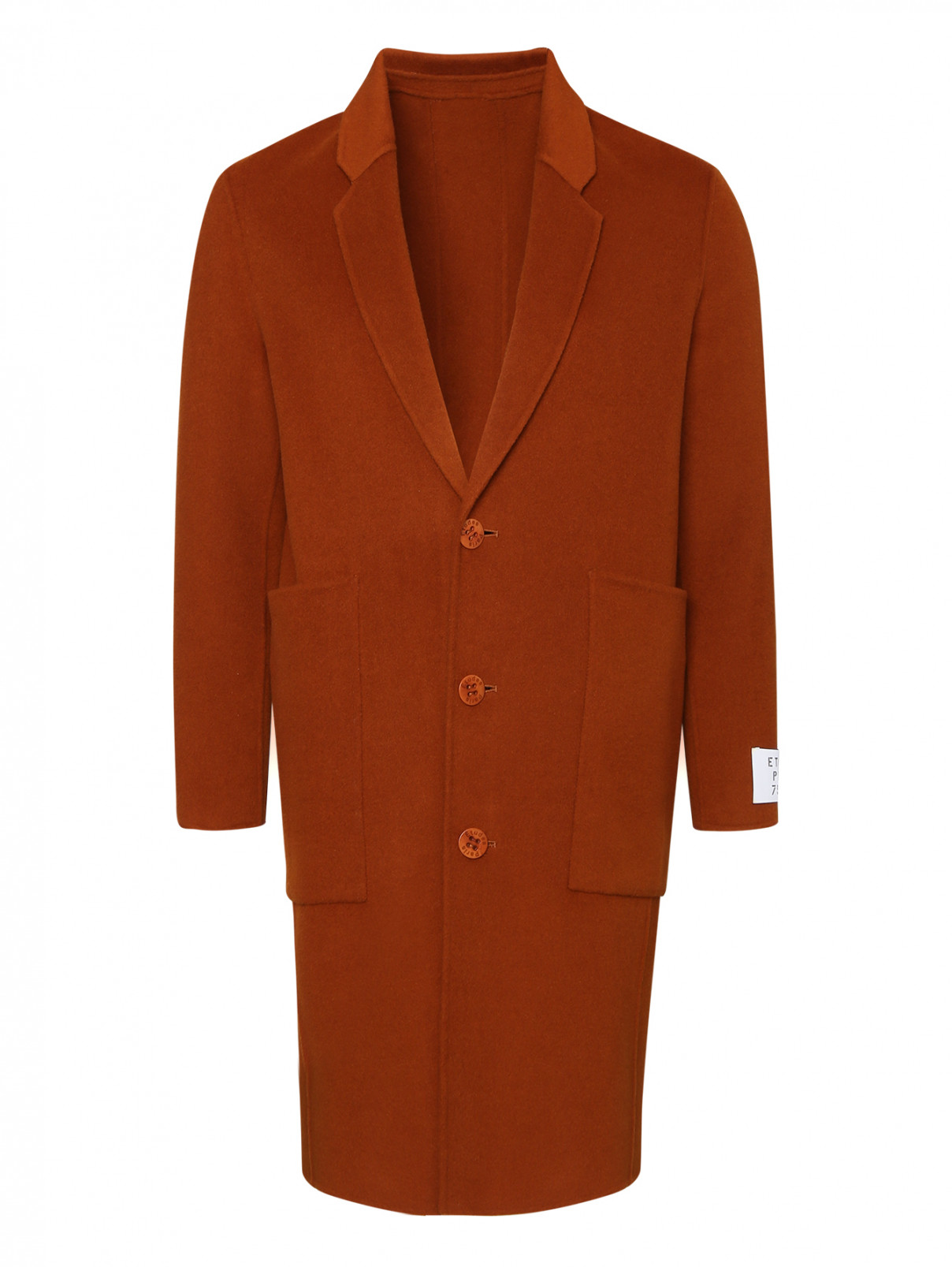 Пальто из шерсти с накладными карманами Etudes  –  Общий вид  – Цвет:  Оранжевый