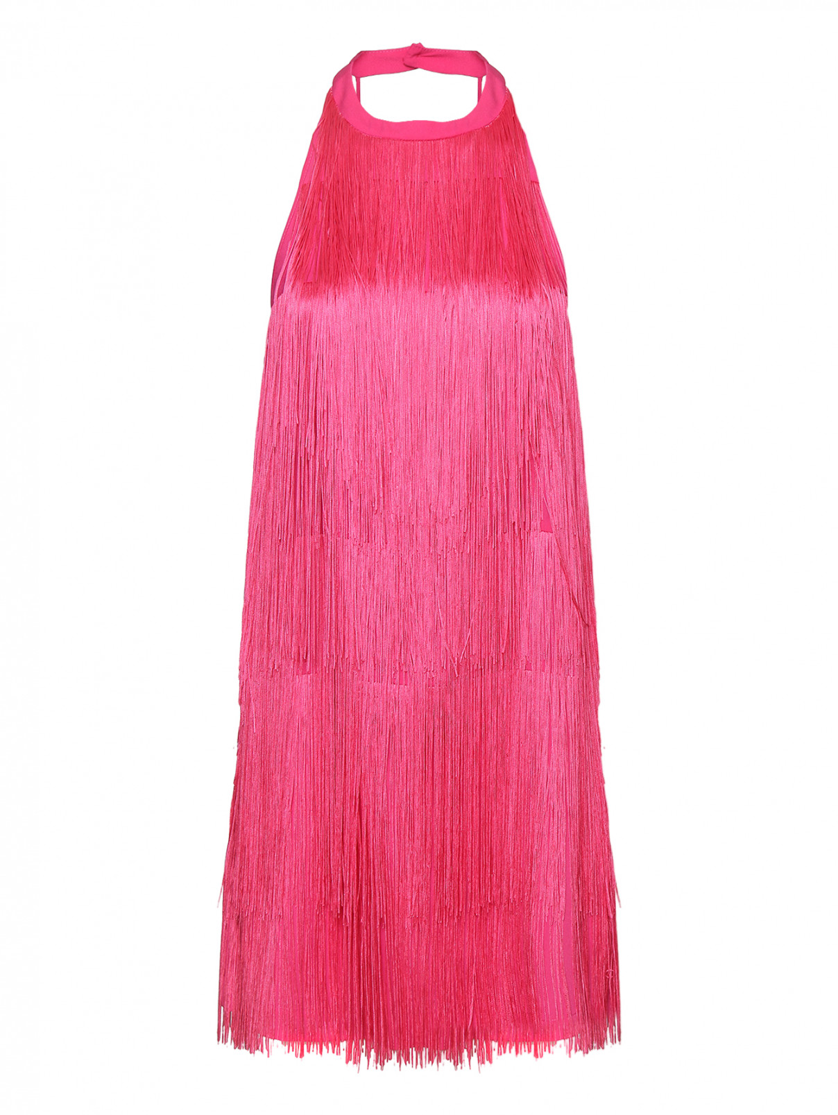 Платье-мини с бахрамой PINKO  –  Общий вид  – Цвет:  Розовый