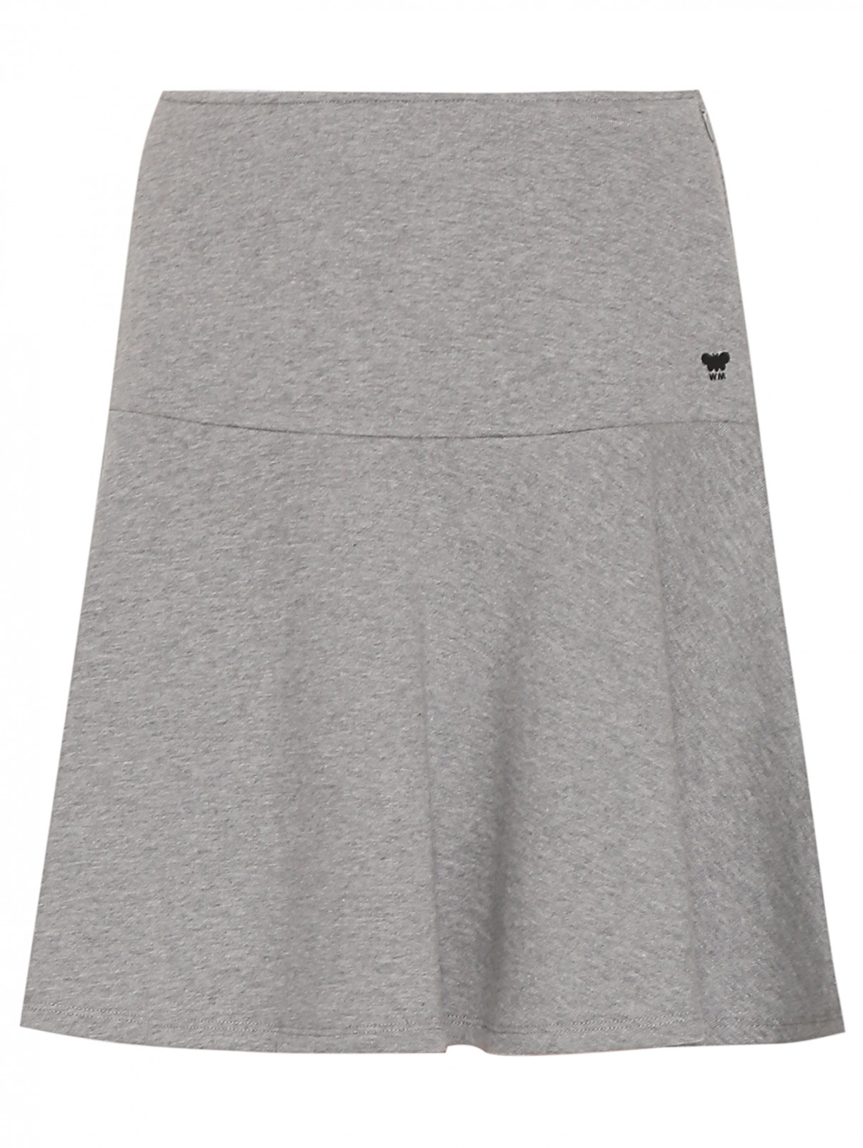 Трикотажная юбка-мини из хлопка Weekend Max Mara  –  Общий вид  – Цвет:  Серый