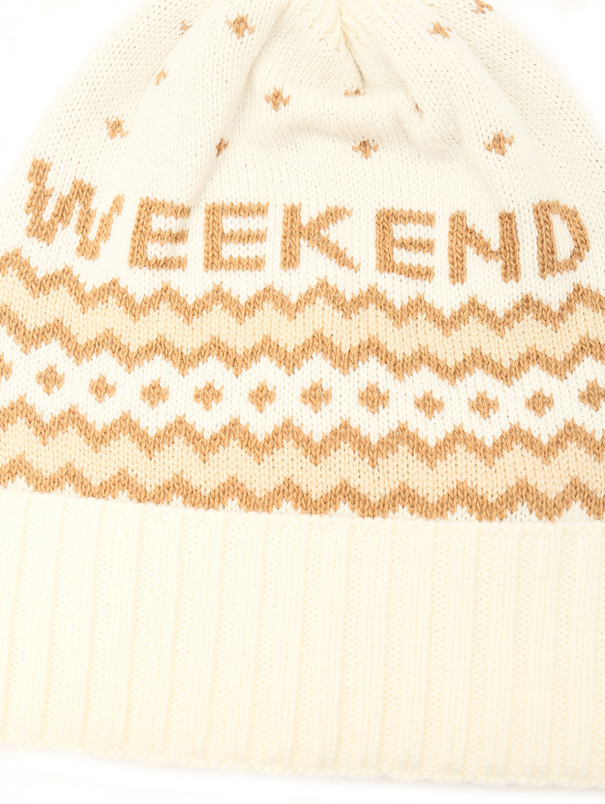 Трикотажная шапка из шерсти с узором Weekend Max Mara  –  Деталь1  – Цвет:  Бежевый