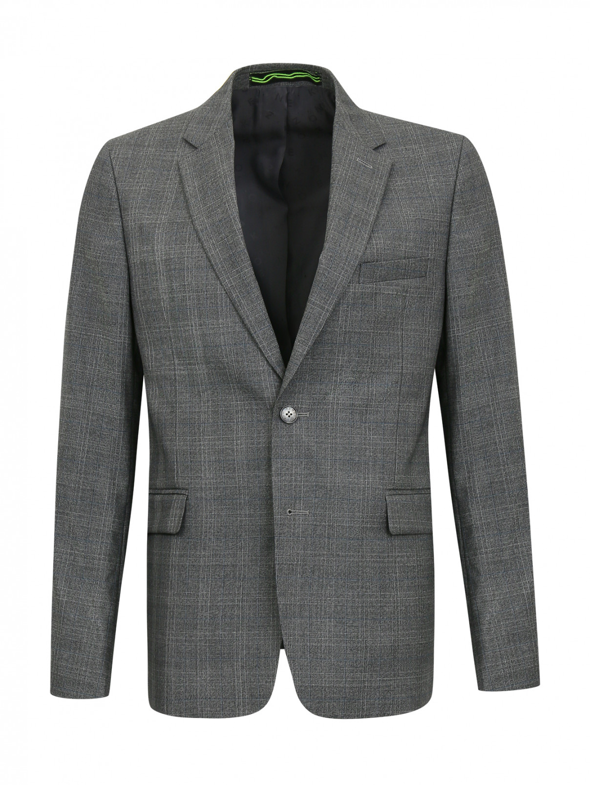 Пиджак из шерсти с узором "клетка" Kenzo  –  Общий вид  – Цвет:  Серый