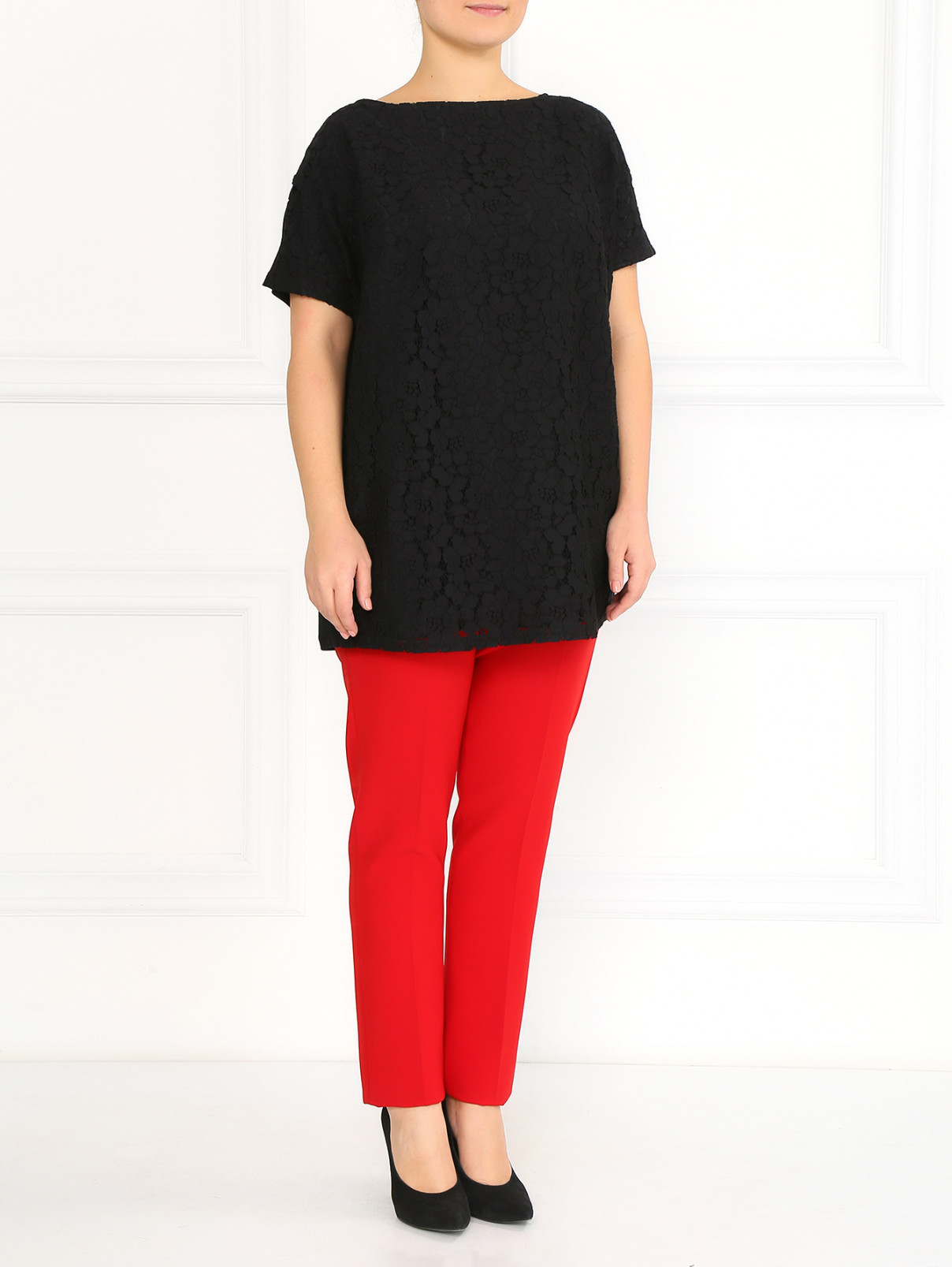 Зауженные брюки со стрелками Marina Rinaldi  –  Модель Общий вид  – Цвет:  Красный