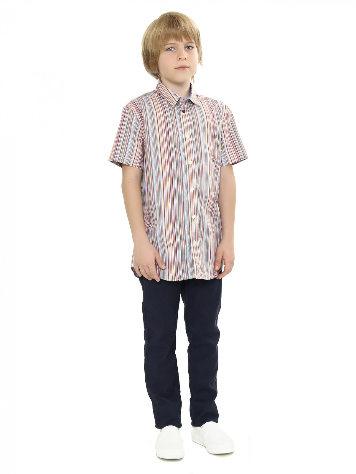 Рубашка из хлопка с узором "полоска" Paul Smith Junior  –  Модель Общий вид  – Цвет:  Узор