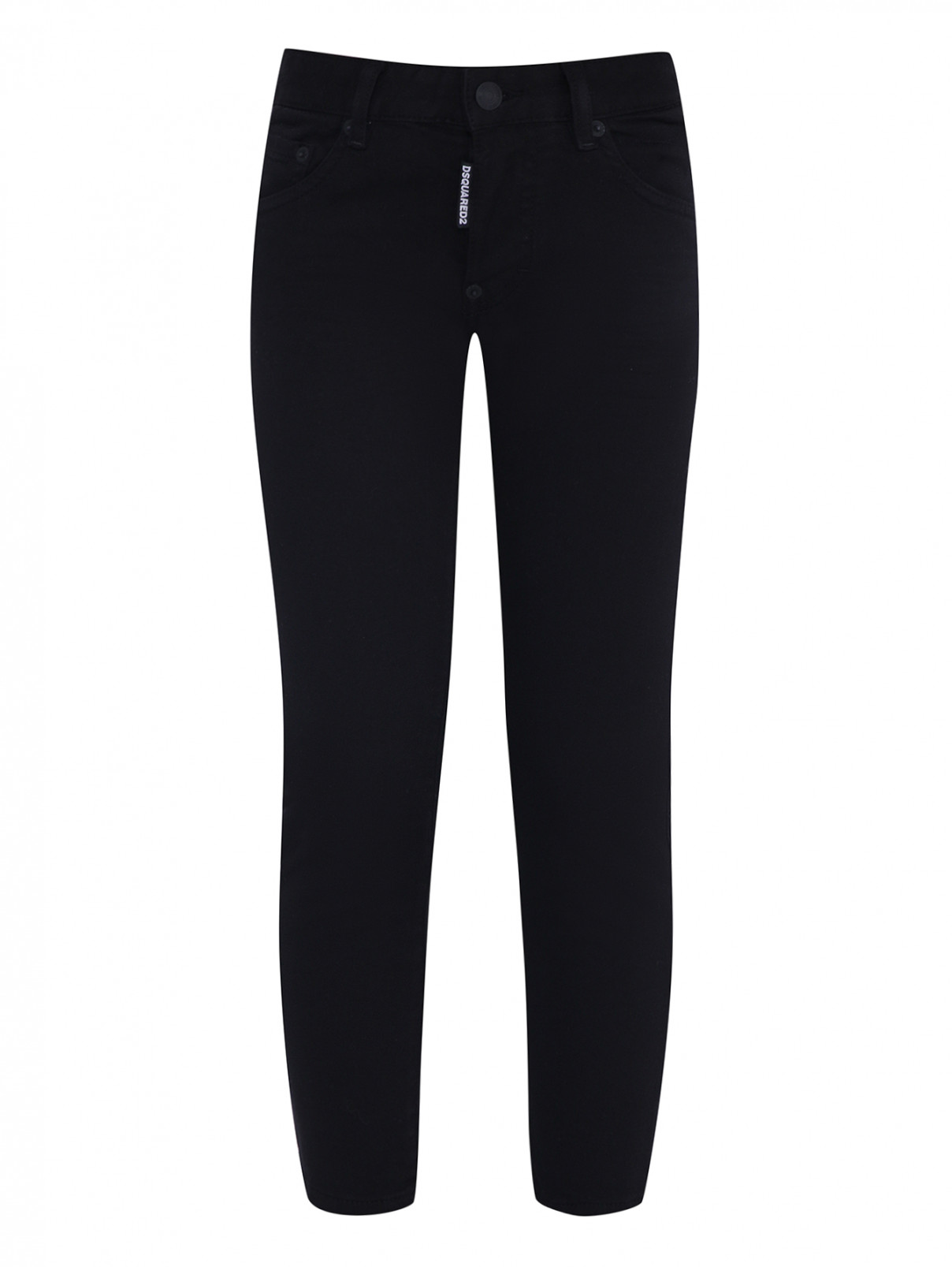 Однотонные укороченные джинсы Dsquared2  –  Общий вид  – Цвет:  Черный