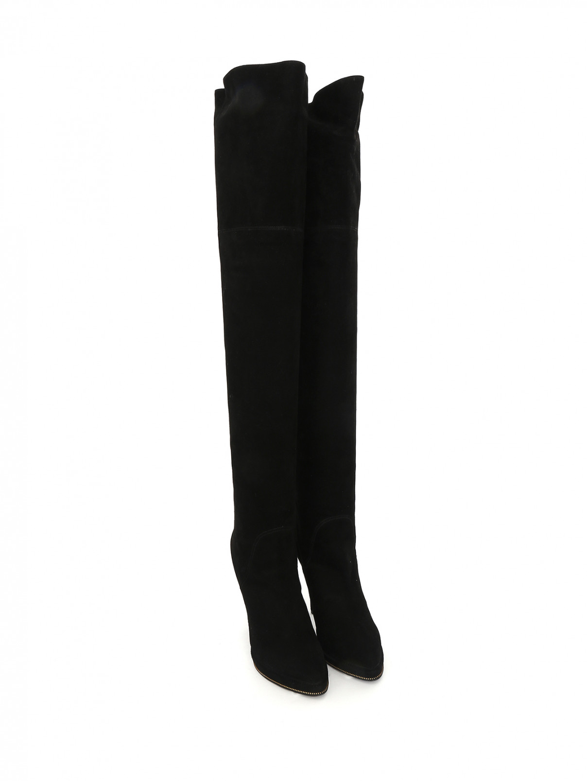 Ботфорты из замши на высоком каблуке Givenchy  –  Общий вид  – Цвет:  Черный