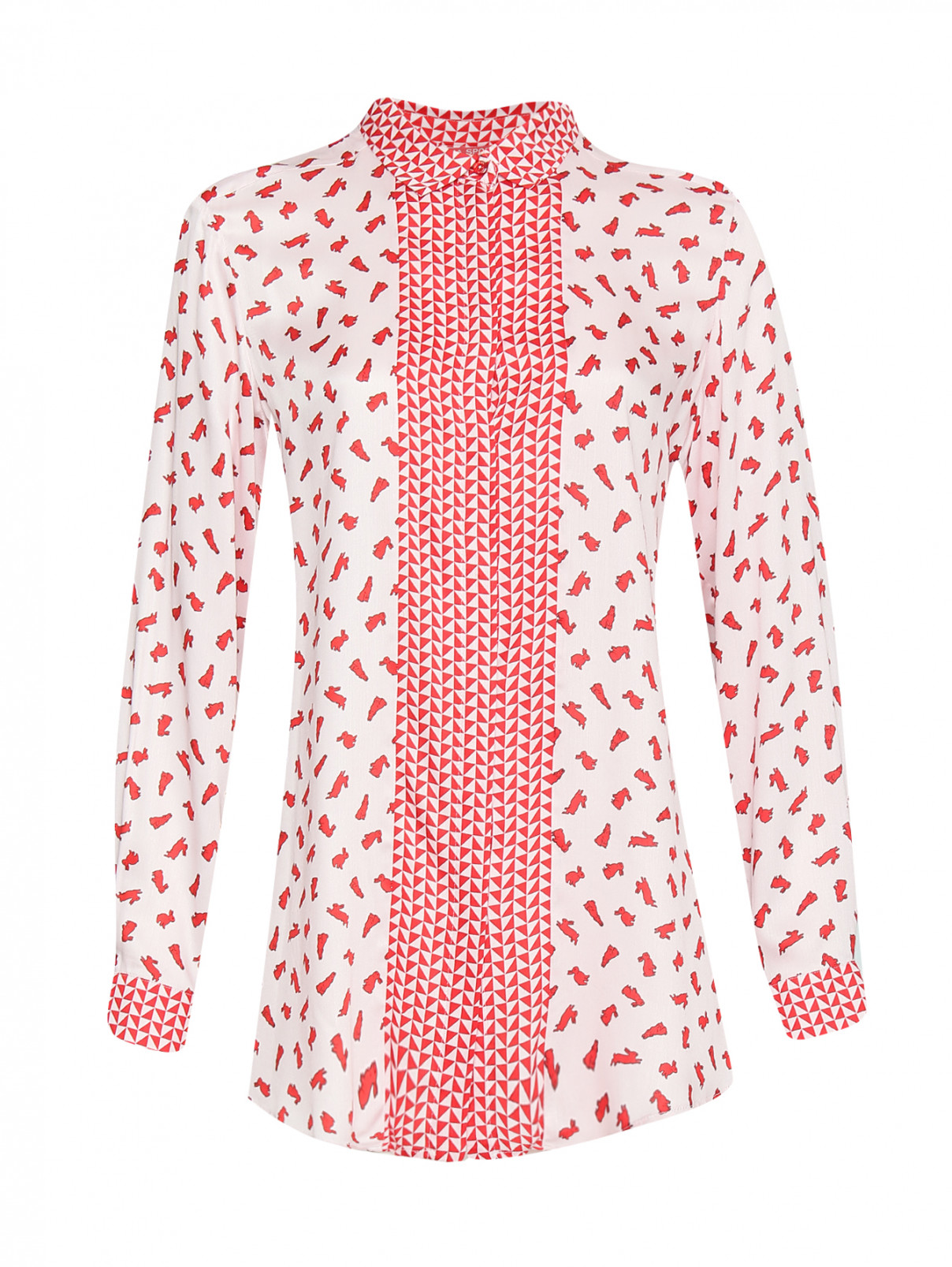 Блуза свободного кроя с узором Marina Rinaldi  –  Общий вид  – Цвет:  Розовый