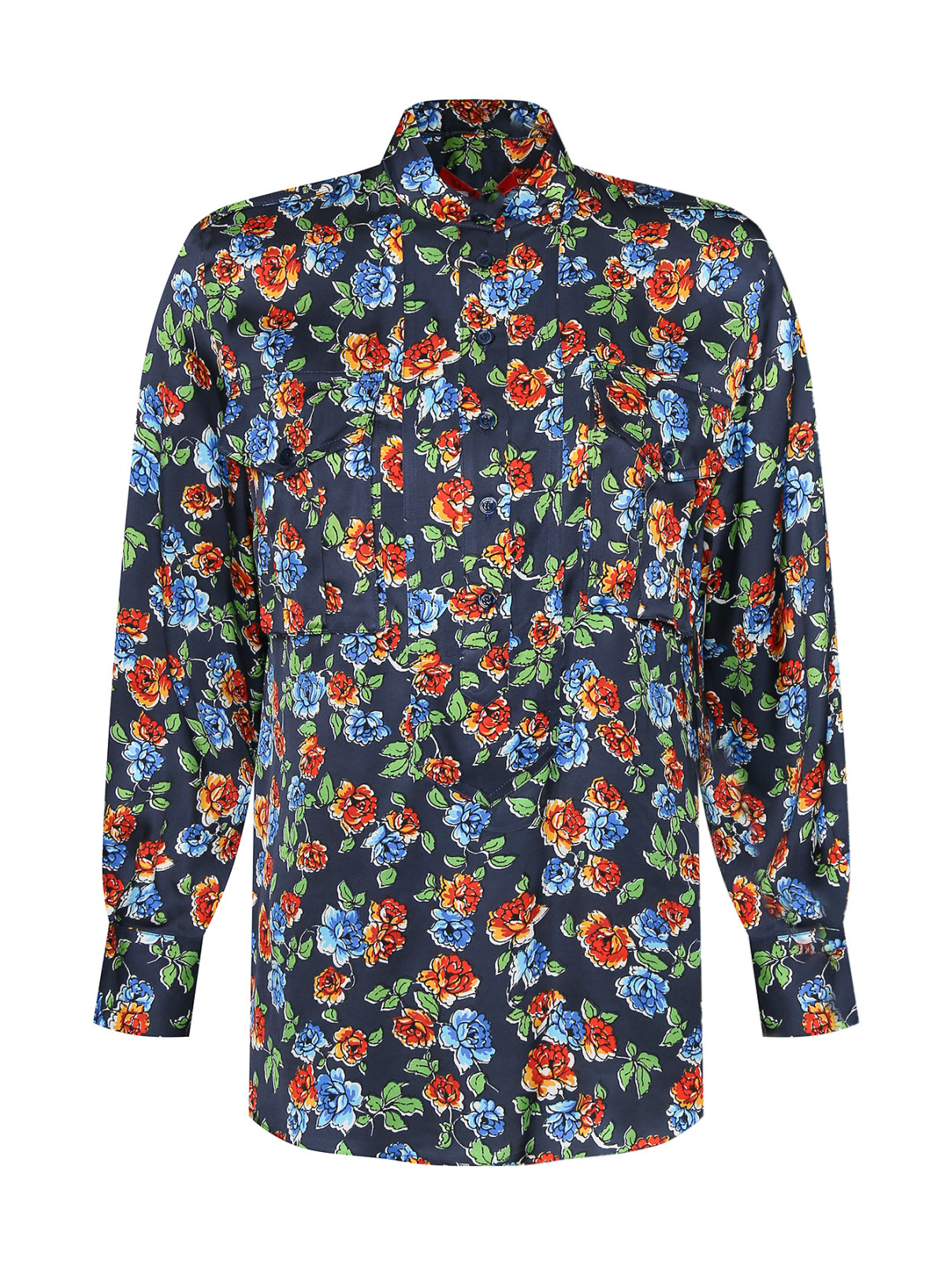 Блуза с цветочным узором Max&Co  –  Общий вид  – Цвет:  Синий