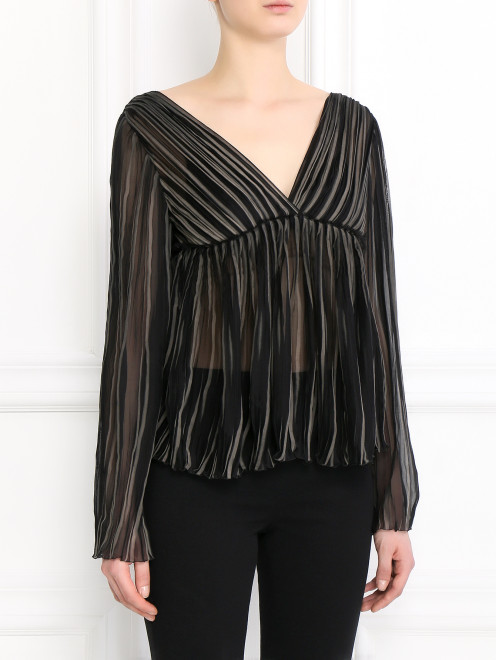 Блуза из шелка с узором "полоска" Alberta Ferretti - Модель Верх-Низ