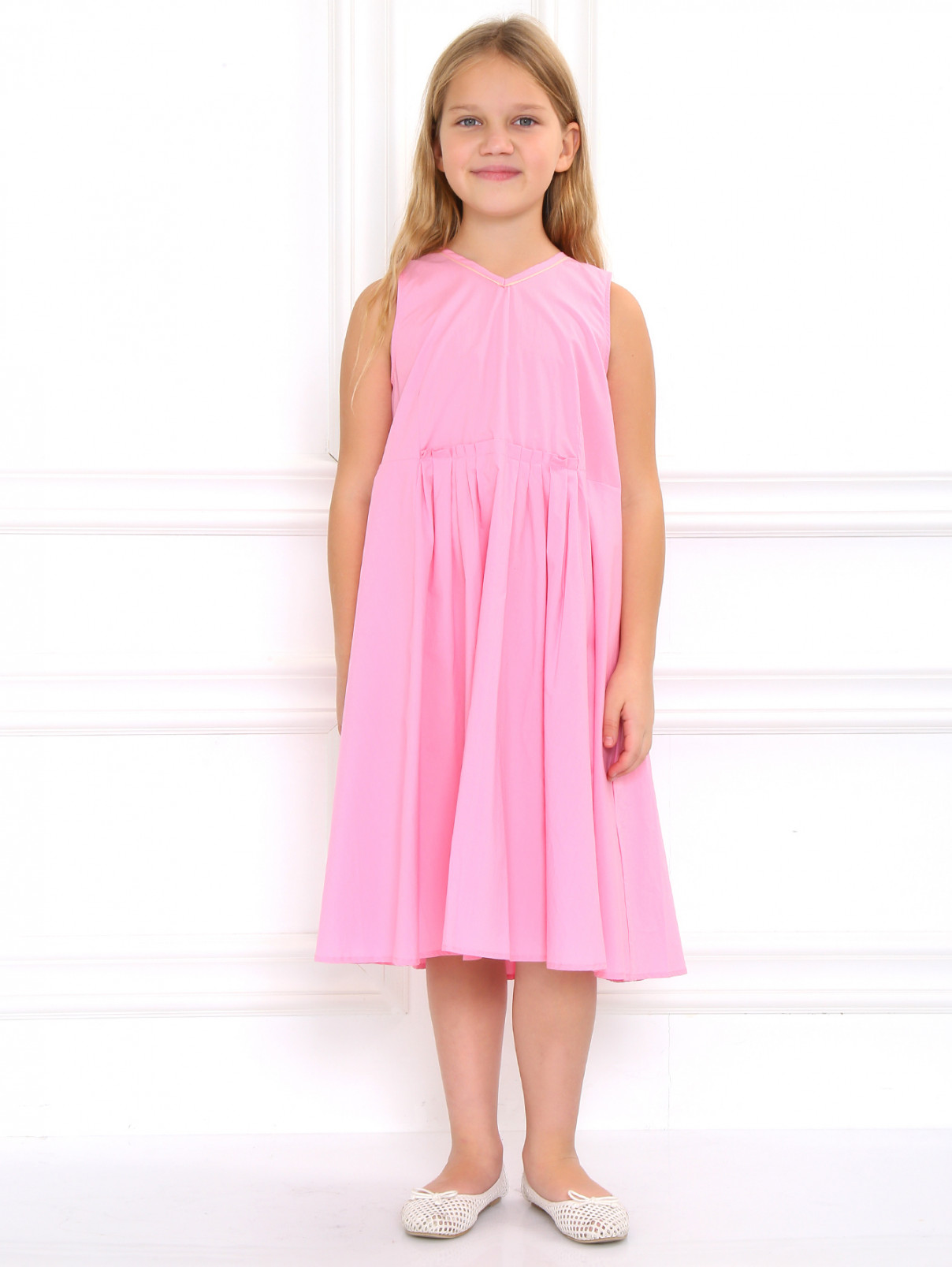 Платье из хлопка свободного кроя Marni  –  Модель Общий вид  – Цвет:  Розовый