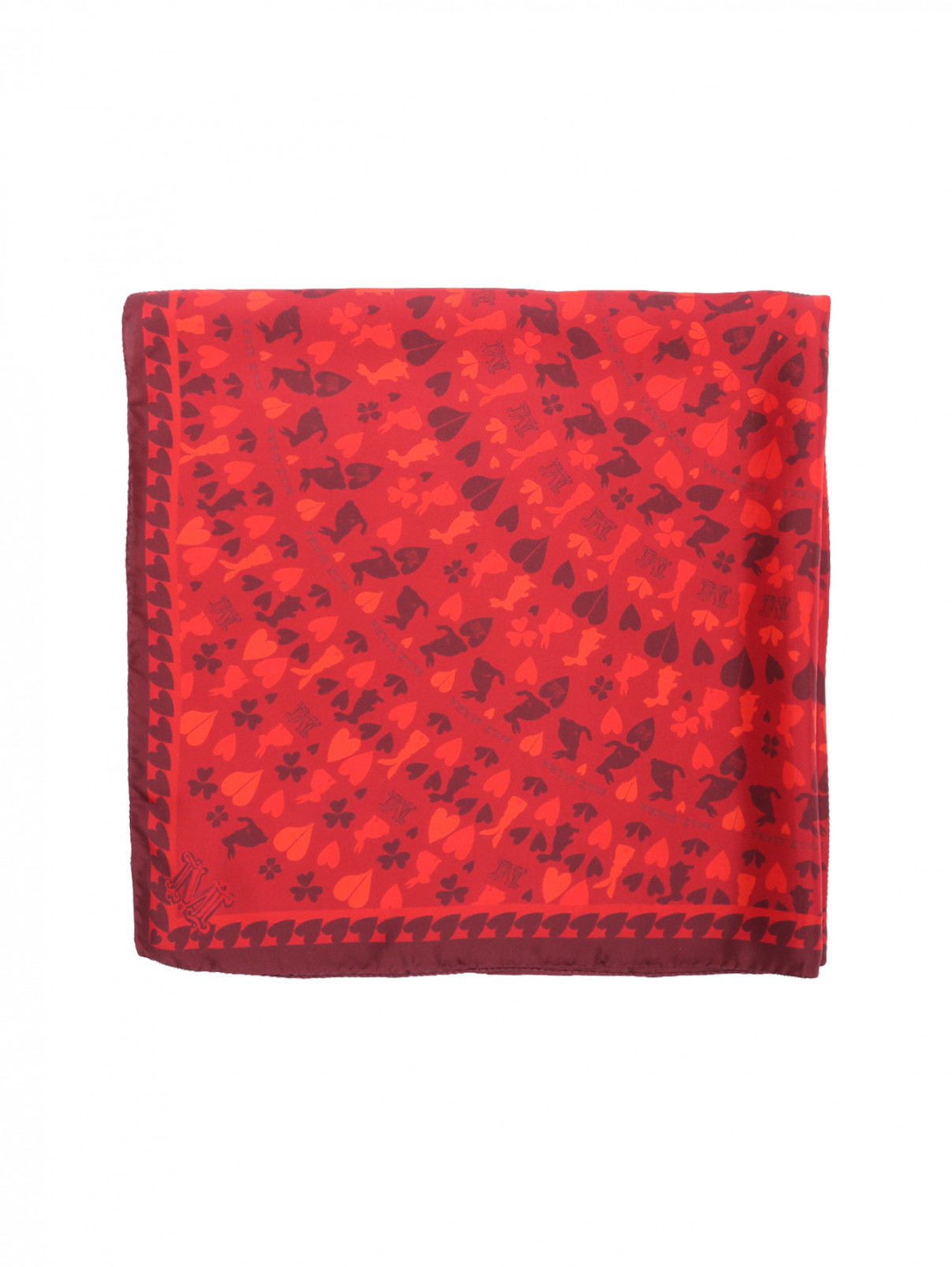 Платок из шелка с узором Max Mara  –  Общий вид  – Цвет:  Красный
