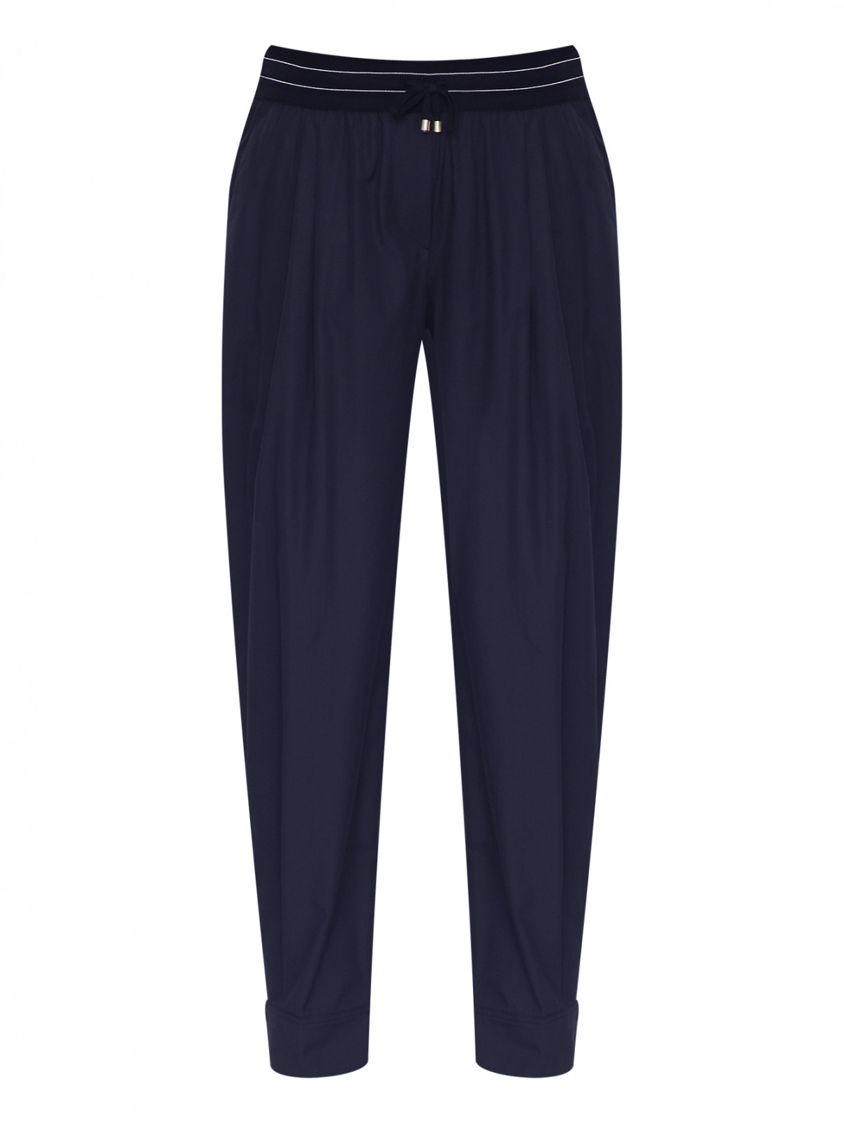 Укороченные брюки на резинке Lorena Antoniazzi  –  Общий вид  – Цвет:  Синий