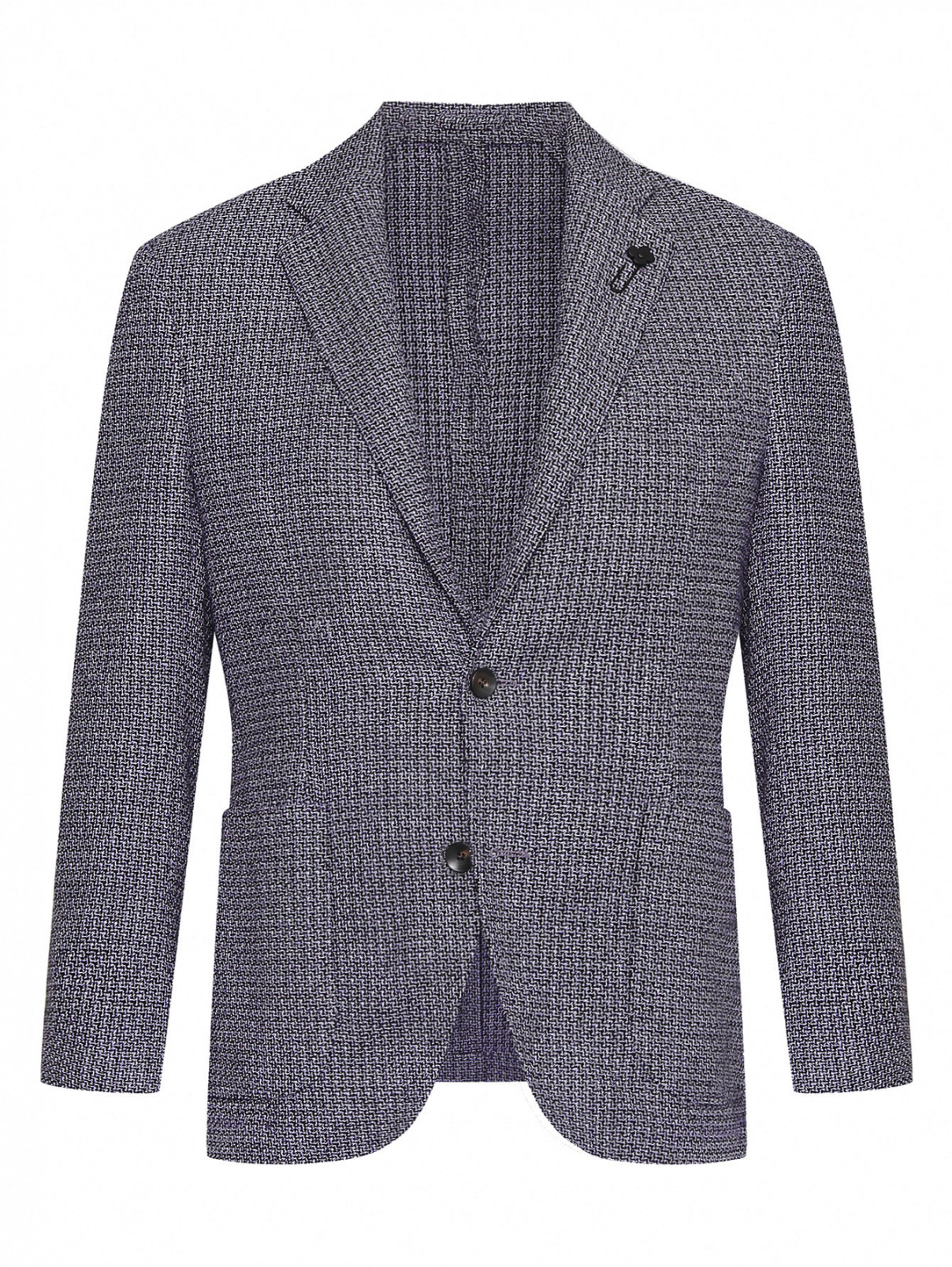 Однобортный пиджак с узором LARDINI  –  Общий вид  – Цвет:  Фиолетовый