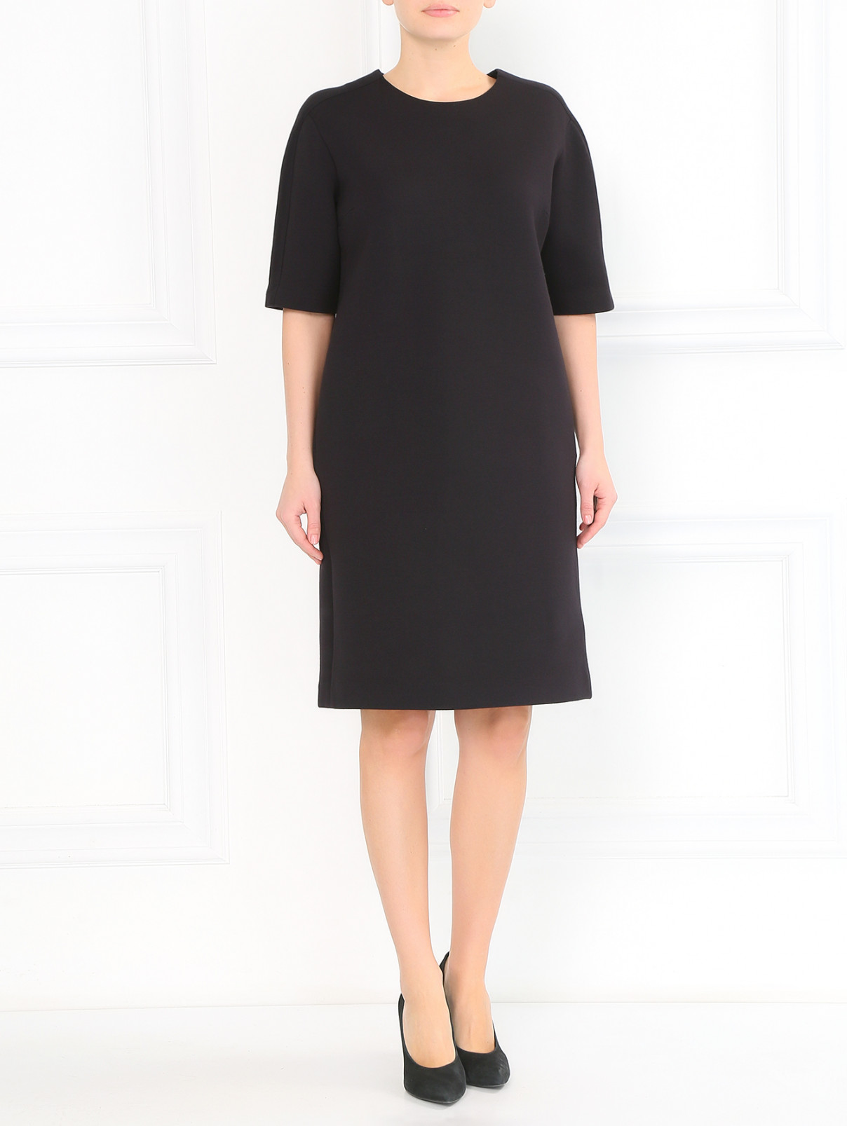 Платье из плотного хлопка с боковыми карманами Jil Sander  –  Модель Общий вид  – Цвет:  Черный