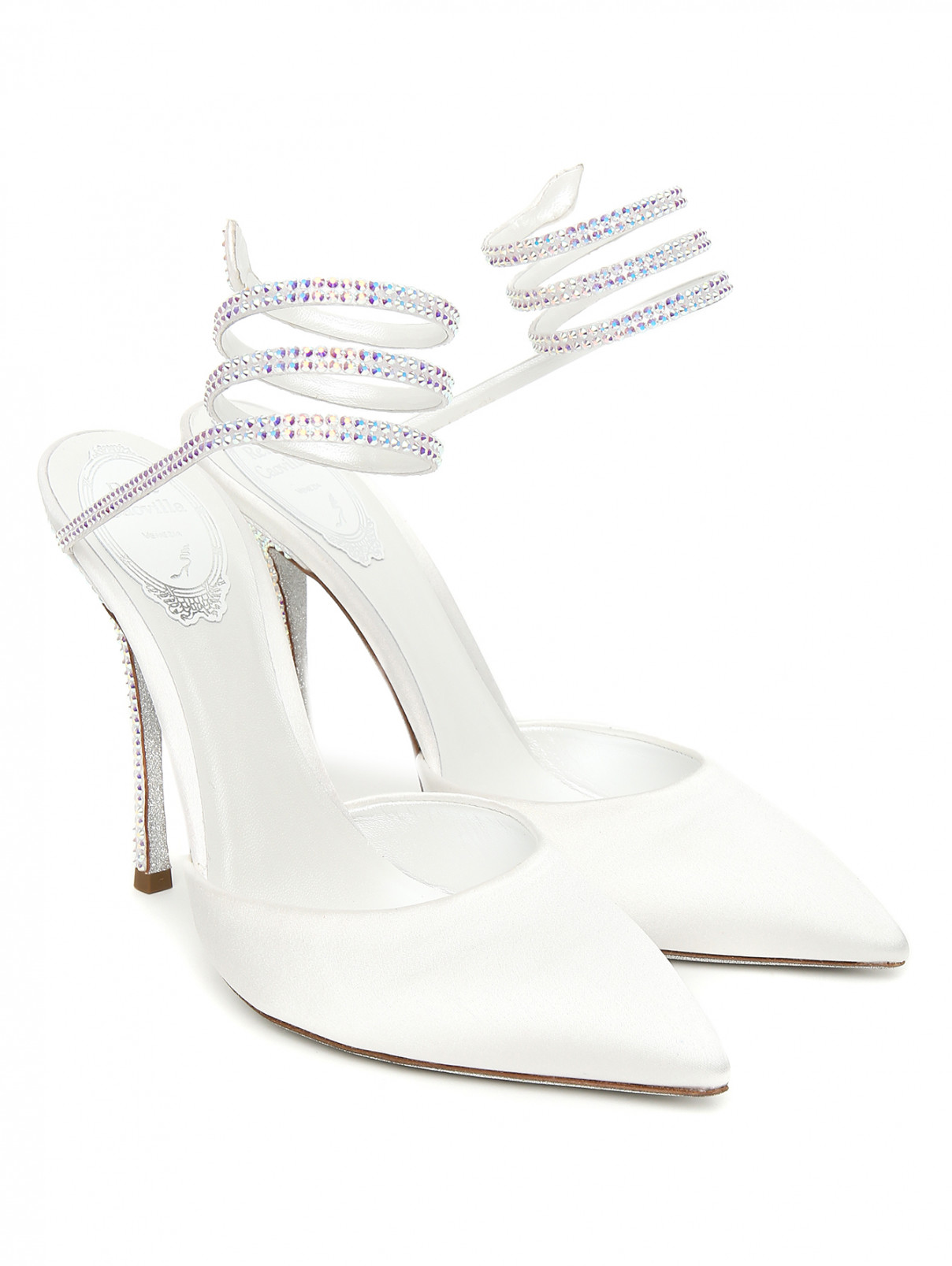 Туфли декорированные кристаллами Rene Caovilla  –  Общий вид  – Цвет:  Белый