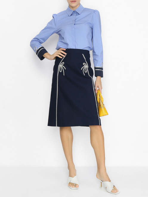 Блуза из хлопка с объемными рукавами Moschino Boutique - МодельОбщийВид