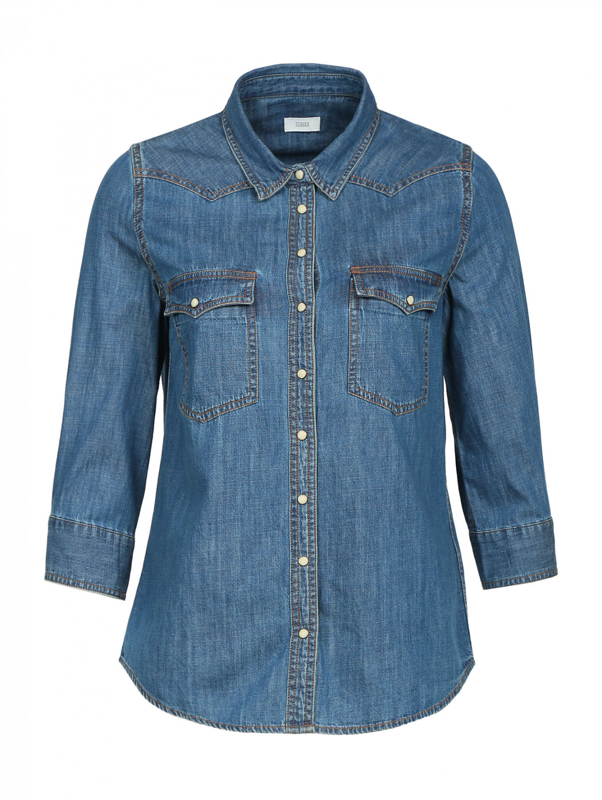 Блуза из денима с накладными карманами CLOSED  –  Общий вид  – Цвет:  Синий