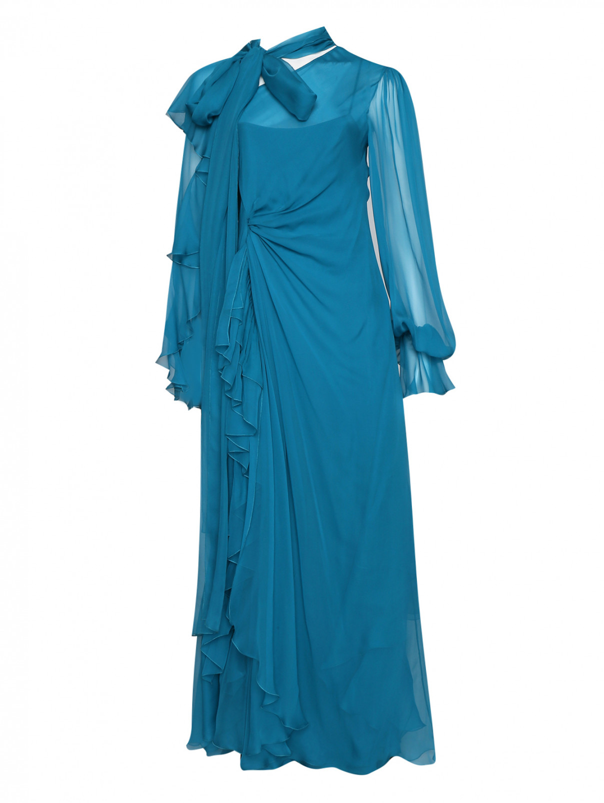 Платье макси из шелка Alberta Ferretti  –  Общий вид  – Цвет:  Синий