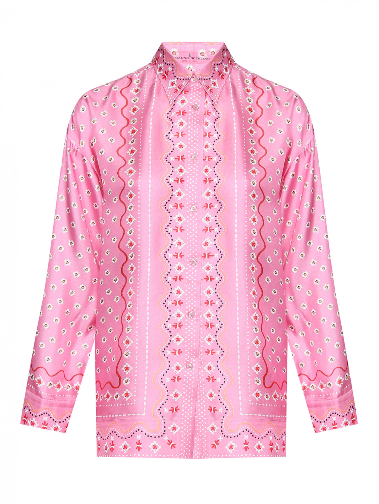 Рубашка из шелка с узором Ermanno Scervino  –  Общий вид  – Цвет:  Розовый