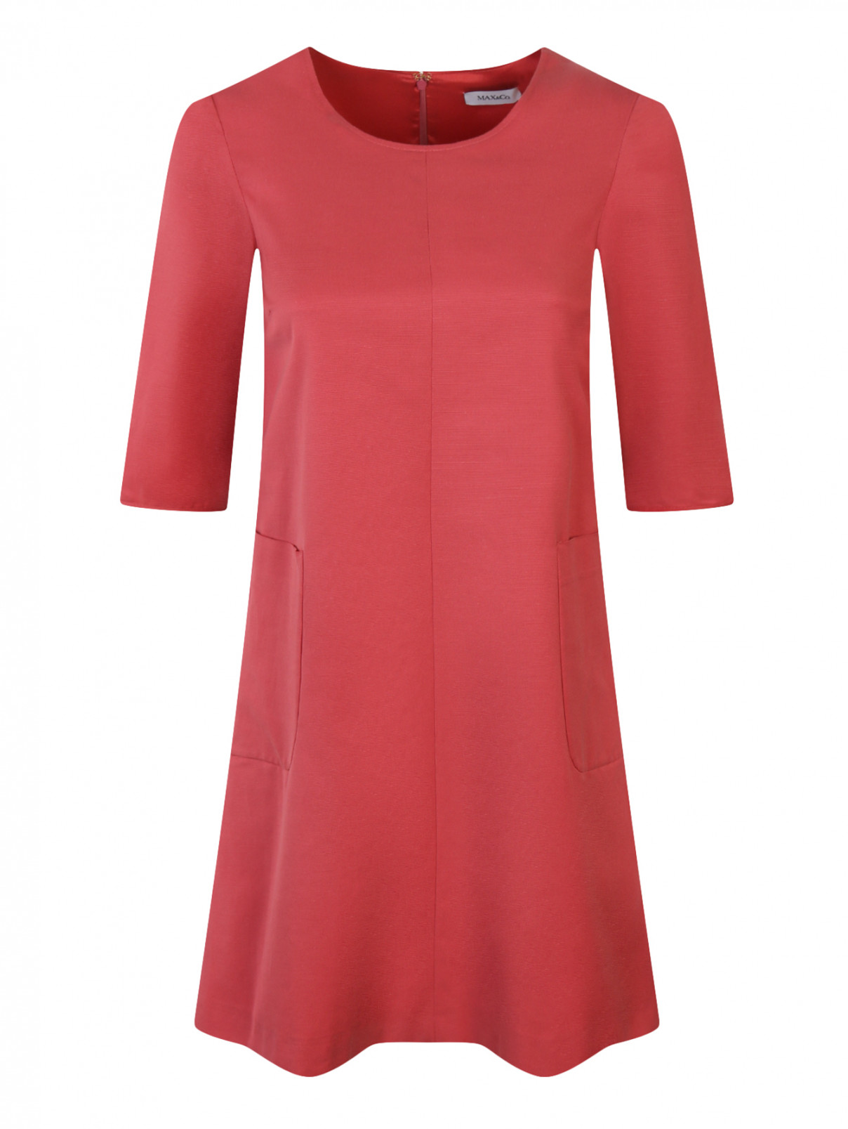 Платье из хлопка с накладными карманами Max&Co  –  Общий вид  – Цвет:  Розовый