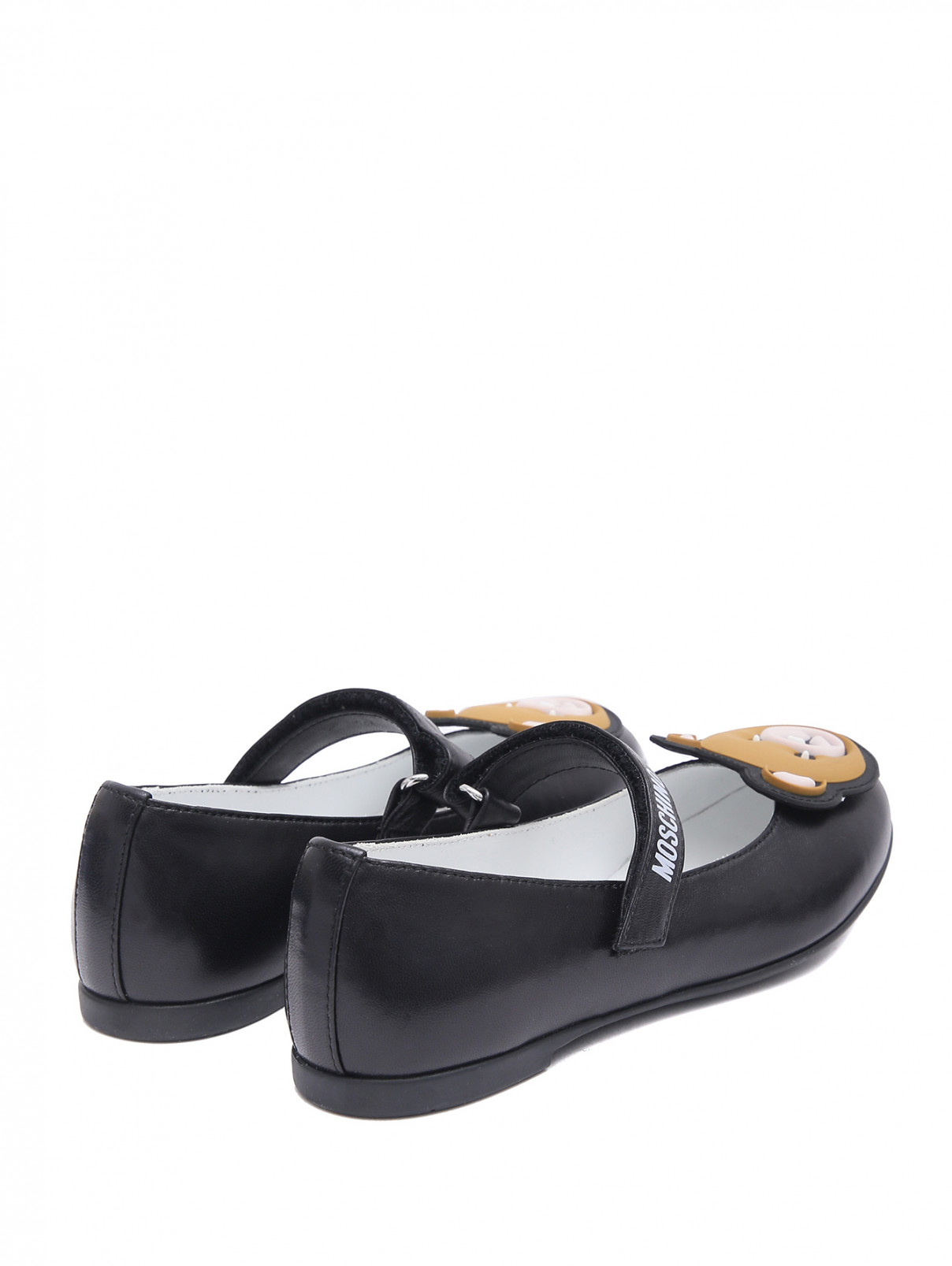 Кожаные туфли с аппликацией Moschino  –  Обтравка2  – Цвет:  Черный