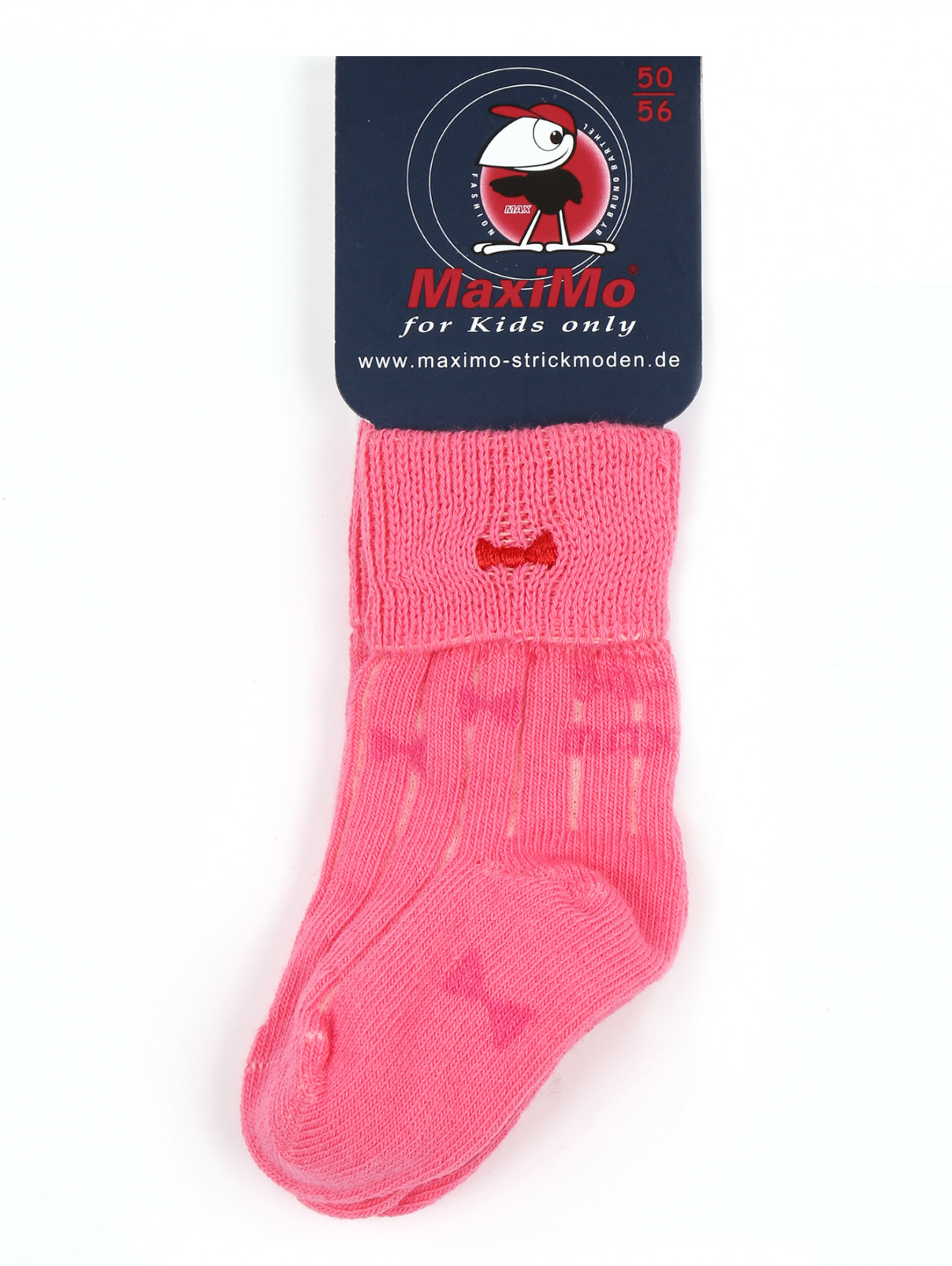 Носки из хлопка с принтом и вышивкой Maximo  –  Общий вид  – Цвет:  Розовый