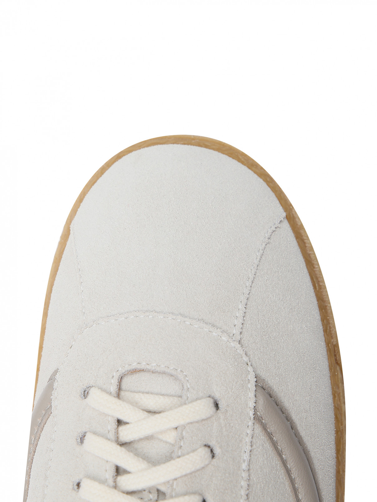 Кеды из кожи на шнурках с контрастной отделкой Alysi  –  Обтравка3  – Цвет:  Серый