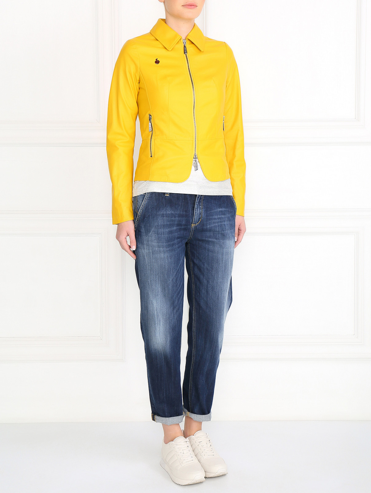 Куртка из кожи на молнии BOSCO  –  Модель Общий вид  – Цвет:  Желтый