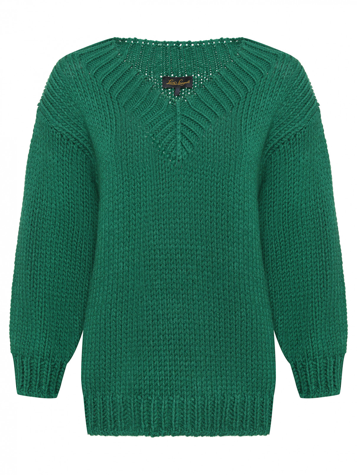 Джемпер из шерсти крупной вязки Luisa Spagnoli  –  Общий вид  – Цвет:  Зеленый