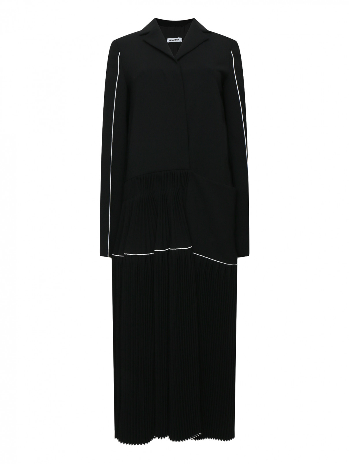 Пальто с драпировкой Jil Sander  –  Общий вид  – Цвет:  Черный