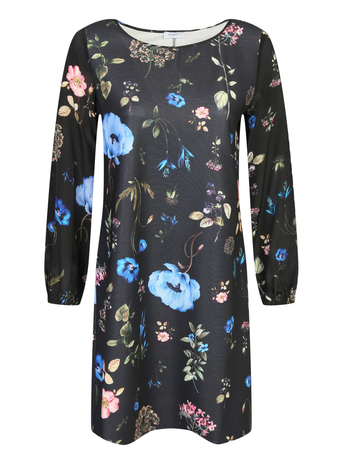 Платье с цветочным узором Max&Co  –  Общий вид  – Цвет:  Черный