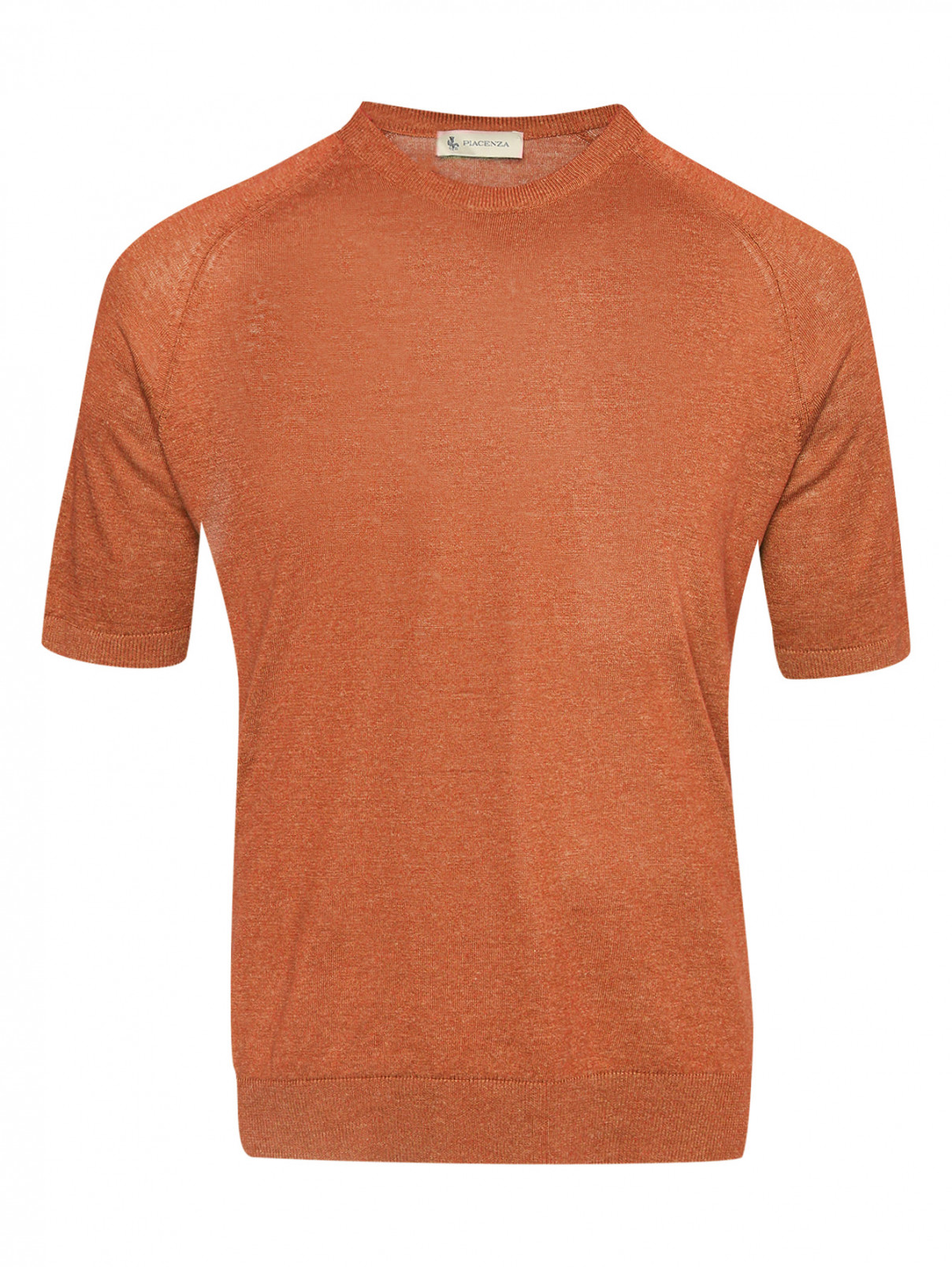 Джемпер из шелка и льна с короткими рукавами Piacenza Cashmere  –  Общий вид  – Цвет:  Оранжевый