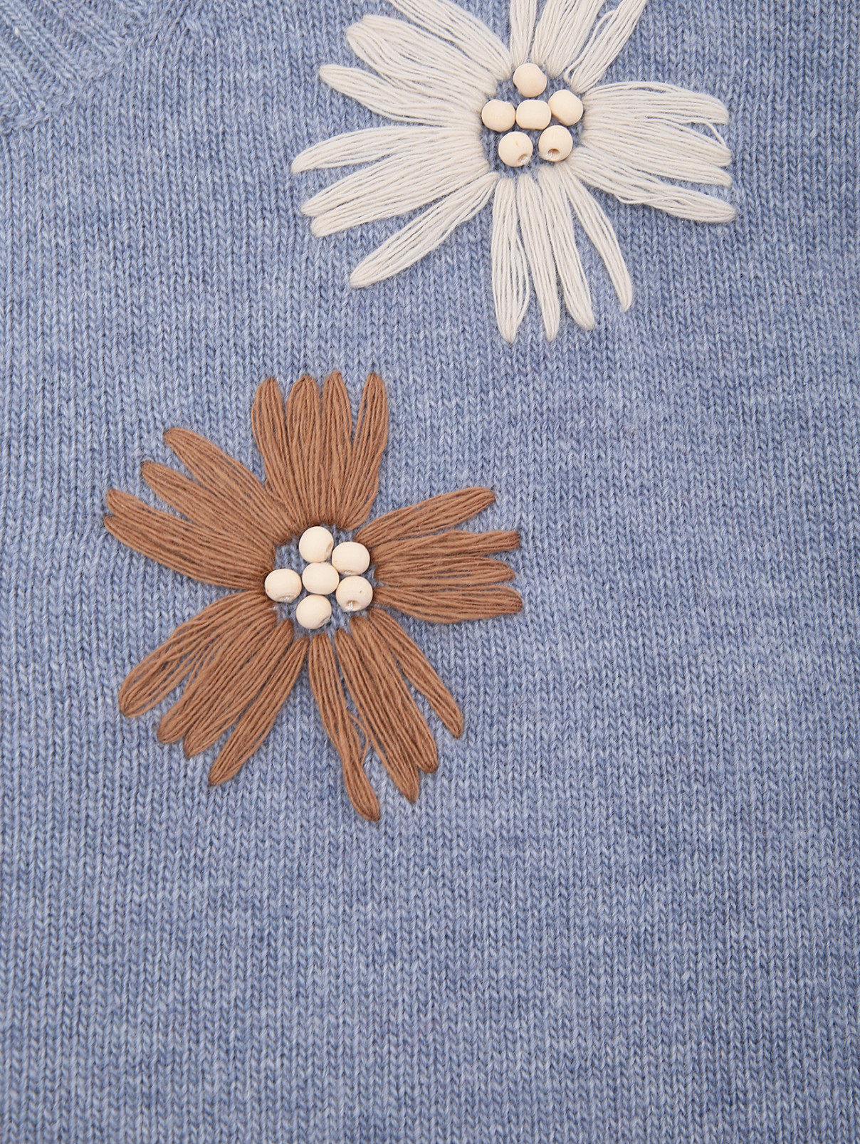 Кардиган из шерсти с вышивкой Il Gufo  –  Деталь1  – Цвет:  Синий