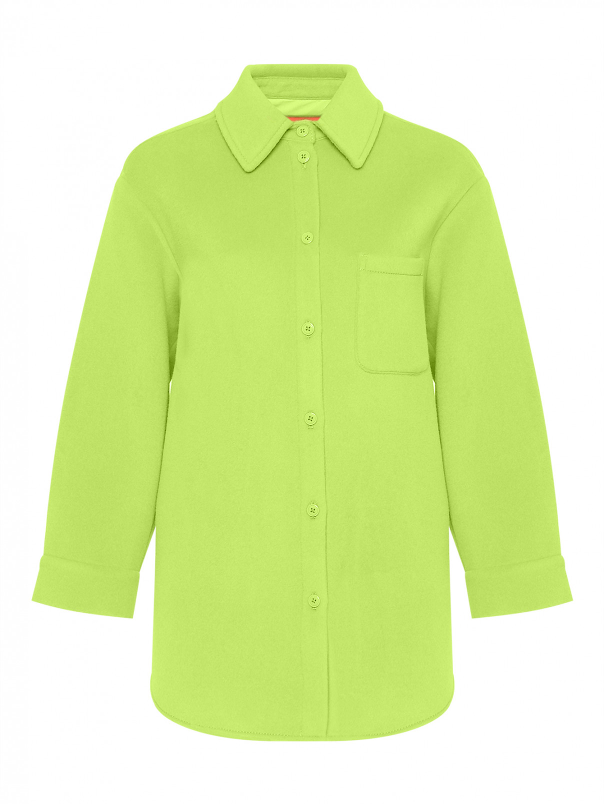 Пальто-рубашка из шерсти Max&Co  –  Общий вид  – Цвет:  Зеленый