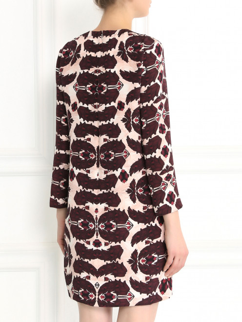 Свободное платье-мини из шелка с цветочным узором - Модель Верх-Низ1