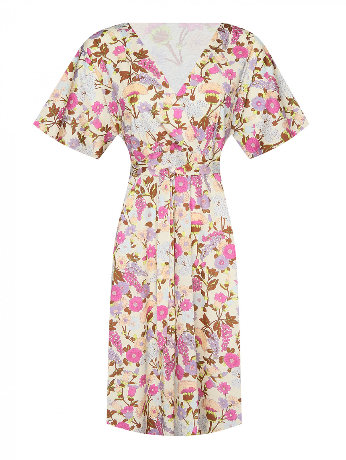 Платье-миди с цветочным узором Weekend Max Mara  –  Общий вид  – Цвет:  Узор