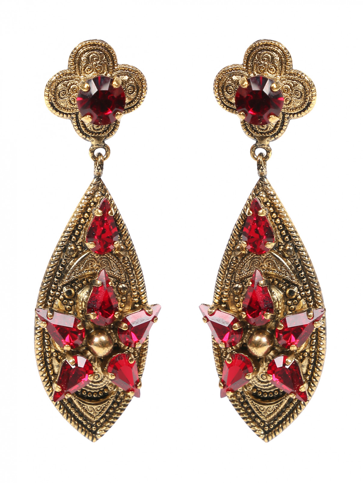 Серьги из металла декорированные кристаллами Thot Gioielli  –  Общий вид  – Цвет:  Красный