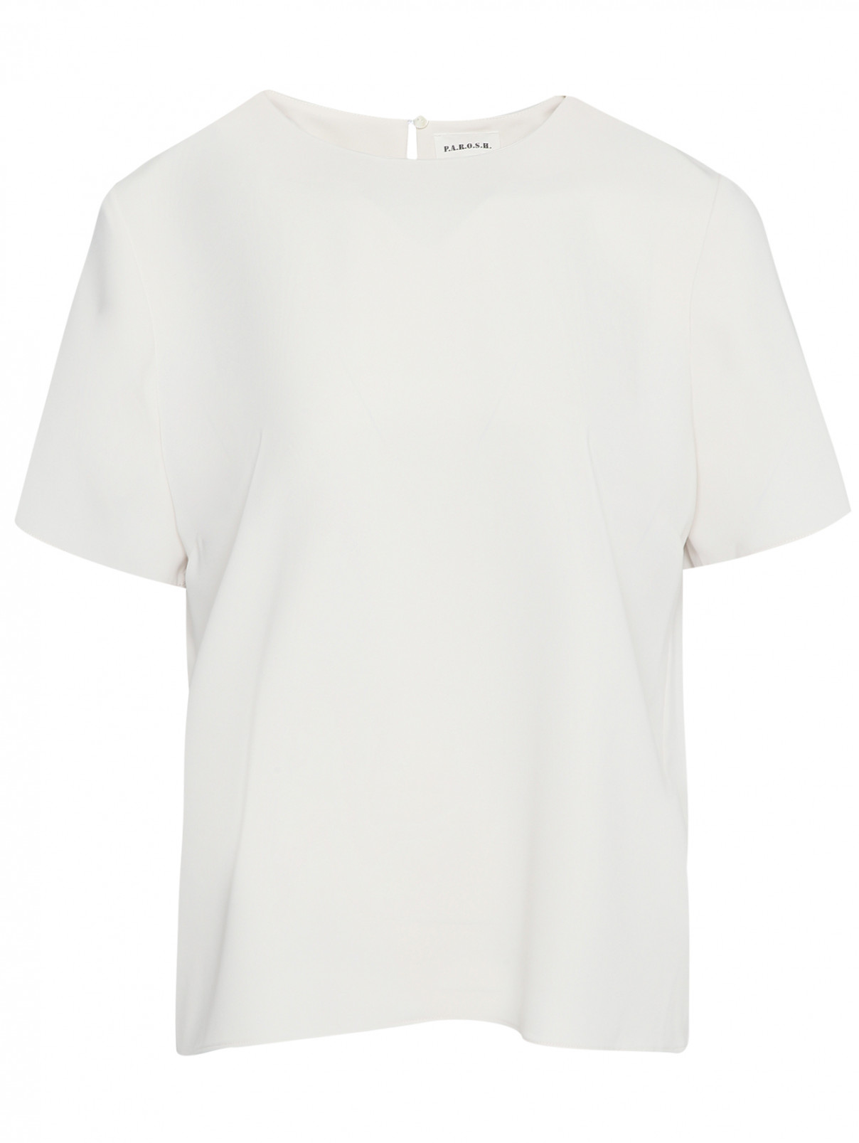 Однотонная блуза с короткими рукавами P.A.R.O.S.H.  –  Общий вид  – Цвет:  Белый