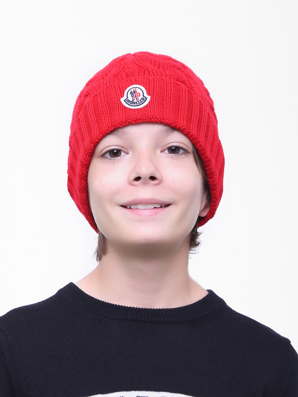 Однотонная шапка из шерсти Moncler  –  МодельОбщийВид  – Цвет:  Красный