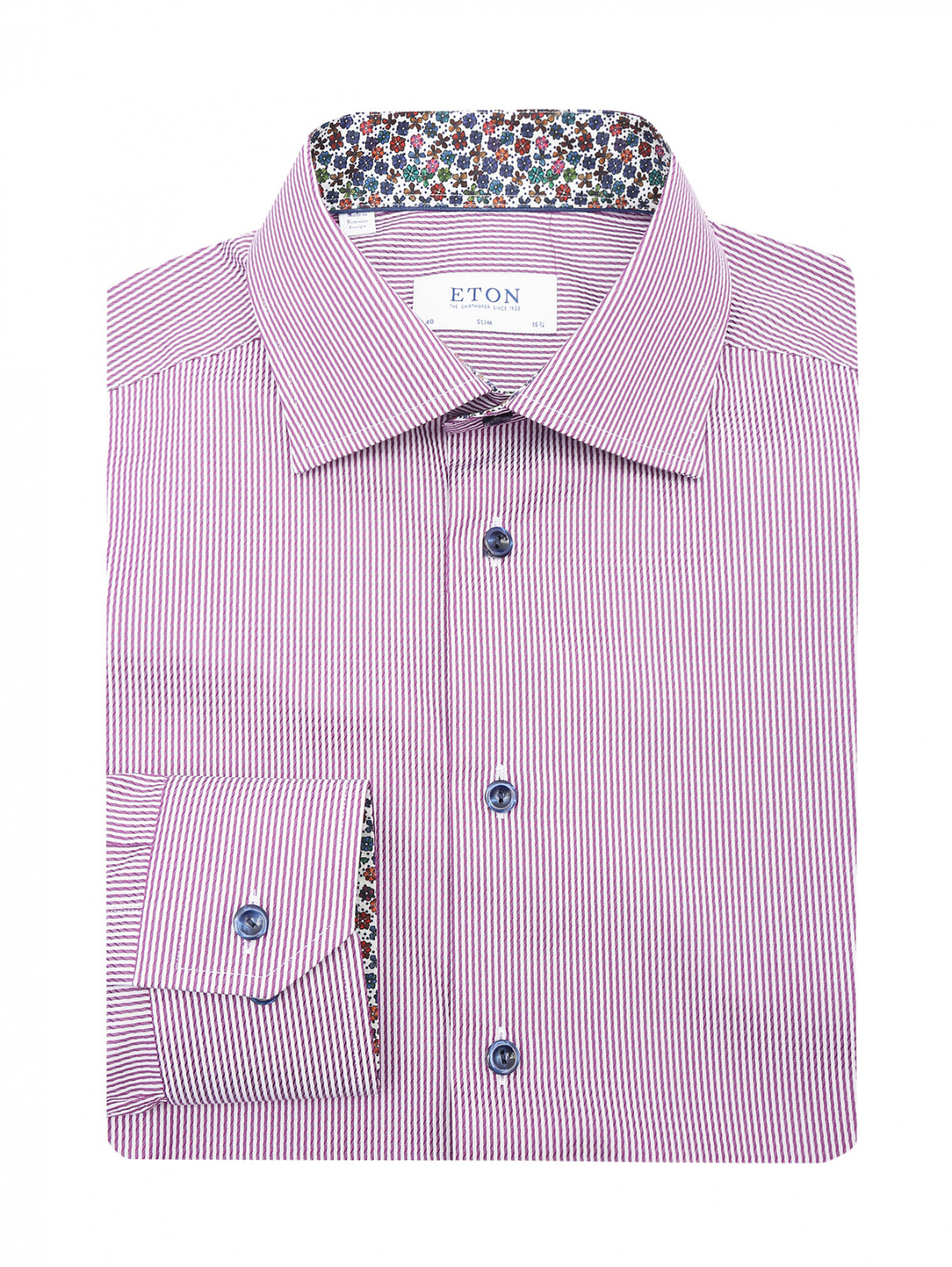 Рубашка из хлопка с узором "полоска" Eton  –  Общий вид  – Цвет:  Красный