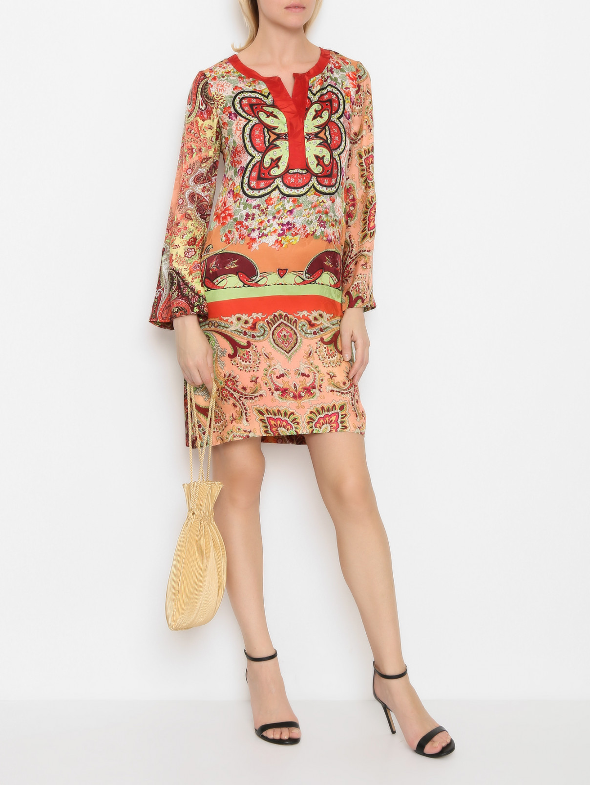 Платье из вискозы и шелка с узором Etro  –  МодельОбщийВид  – Цвет:  Красный