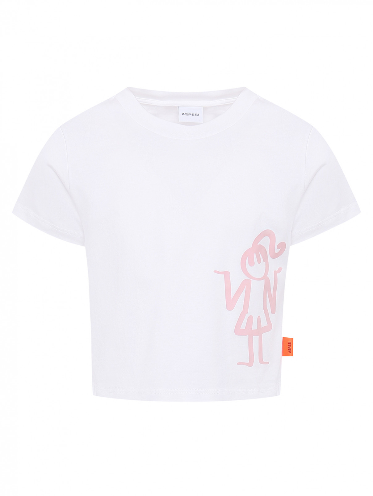 Трикотажная футболка с принтом Aspesi  –  Общий вид  – Цвет:  Белый