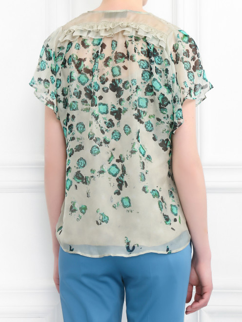 Блуза из шелка свободного кроя с узором - Модель Верх-Низ1