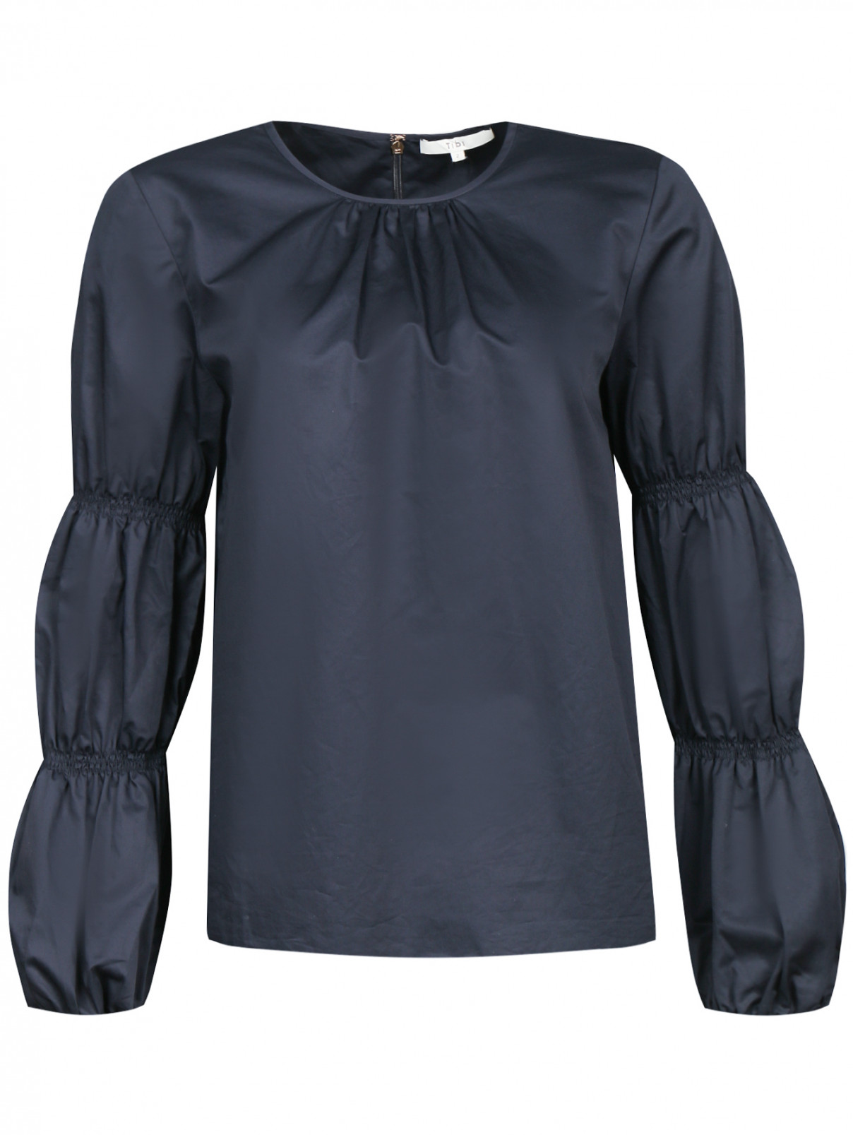 Блуза из хлопка TIBI  –  Общий вид  – Цвет:  Синий