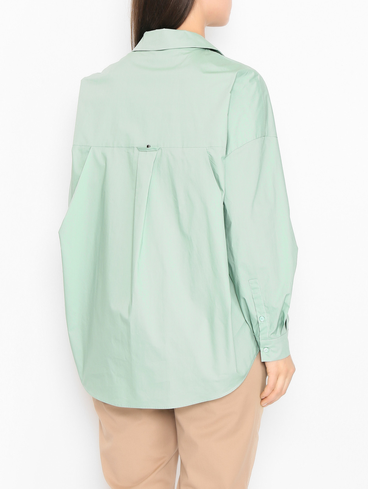 Блуза из хлопка свободного кроя Marina Rinaldi  –  МодельВерхНиз1  – Цвет:  Зеленый