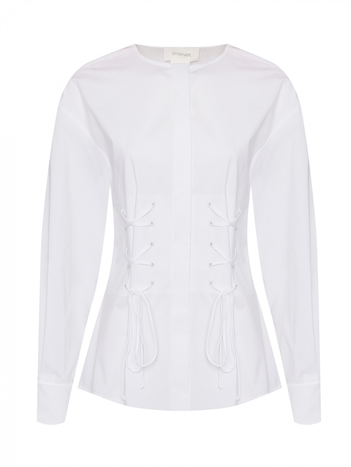 Блуза из хлопка с завязками Sportmax  –  Общий вид  – Цвет:  Белый