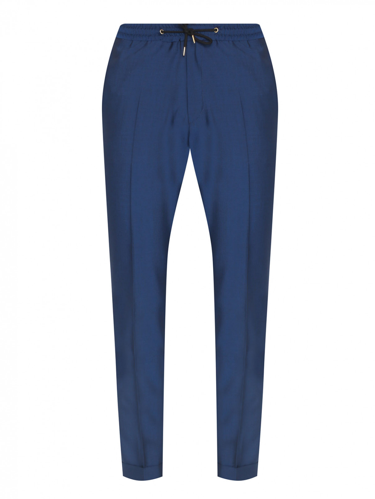 Однотонные брюки из шерсти и мохера на резинке Paul Smith  –  Общий вид  – Цвет:  Синий